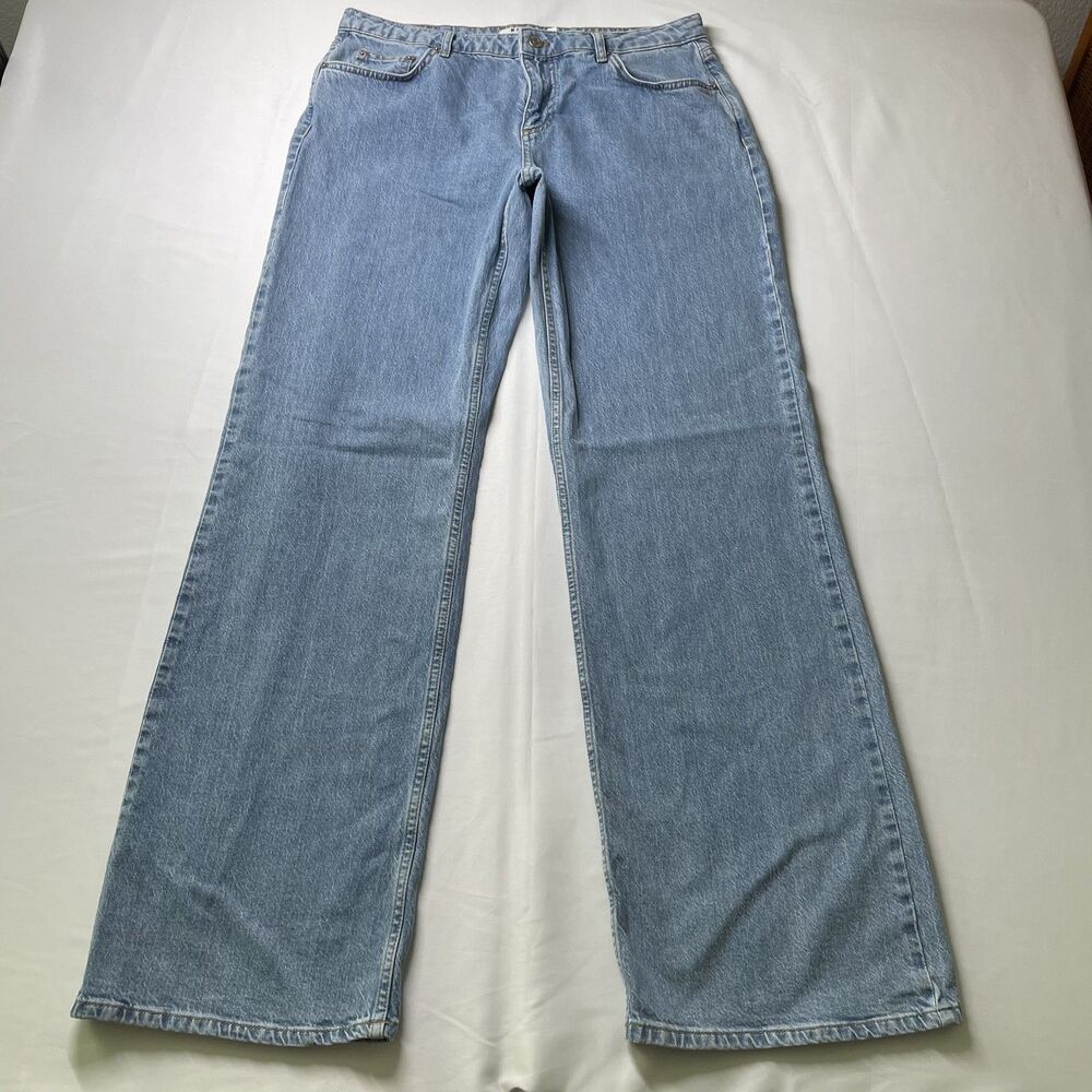 NA-KD Women's Wide Leg Light Wash Blue Jeans Size 40, US 10 -dmpv